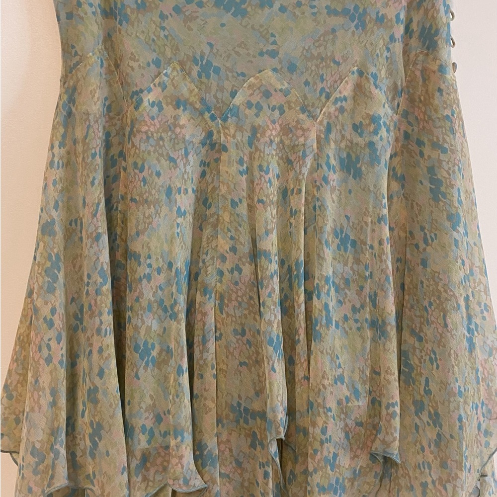 Catherine Matandrino silk chiffon skirt. S 8/10. Colors teal, pink, green blue